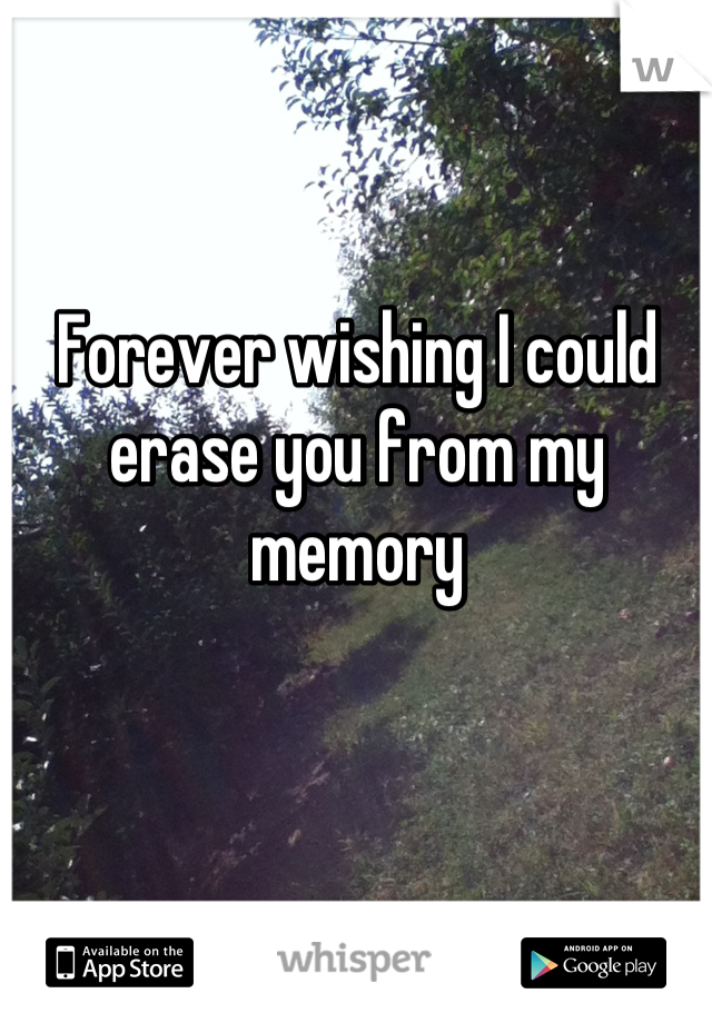 Forever wishing I could erase you from my memory