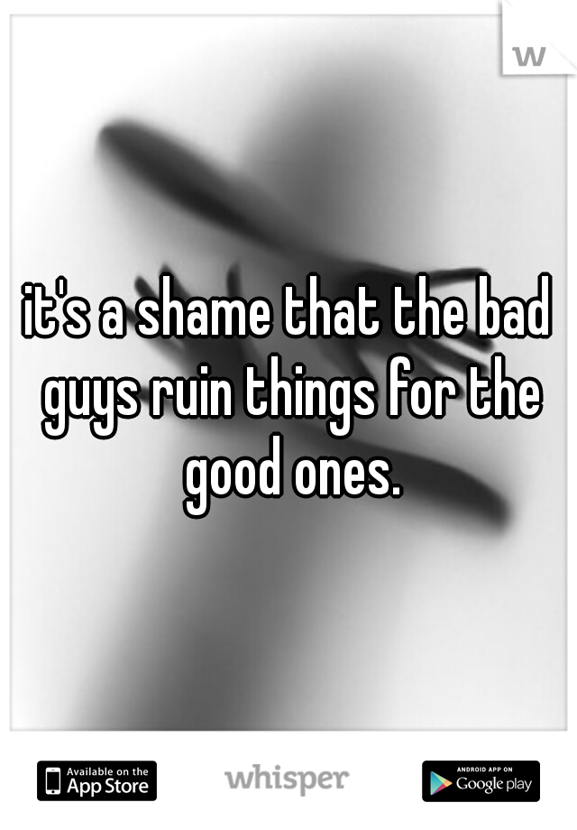 it's a shame that the bad guys ruin things for the good ones.