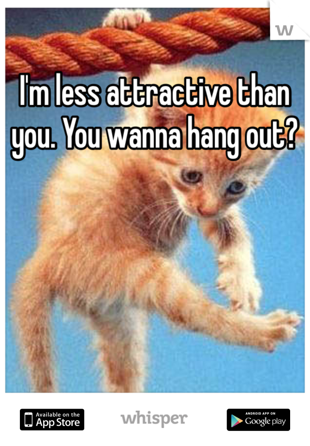 I'm less attractive than you. You wanna hang out?