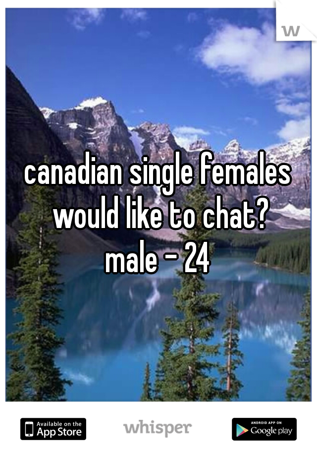 canadian single females would like to chat?

male - 24