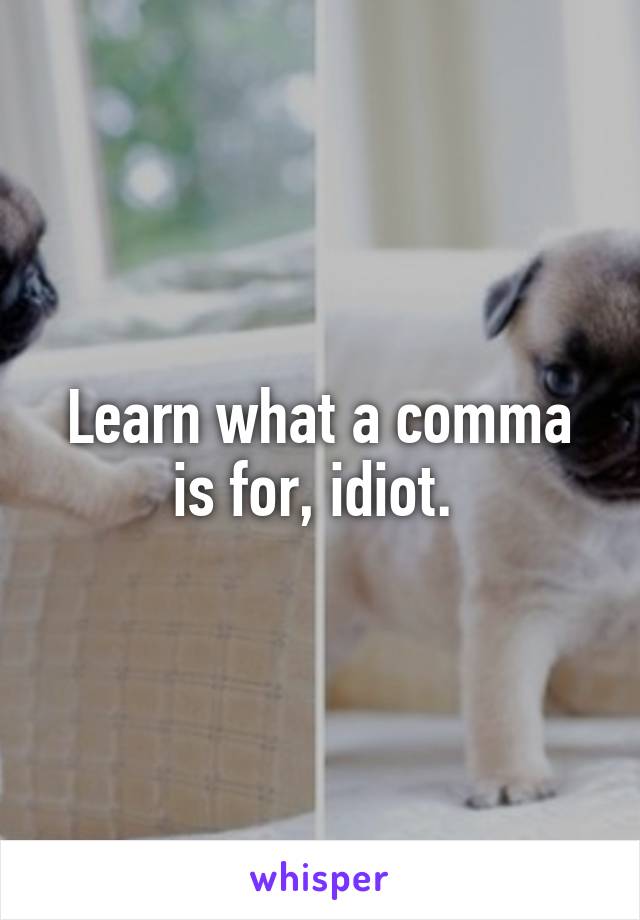 Learn what a comma is for, idiot. 