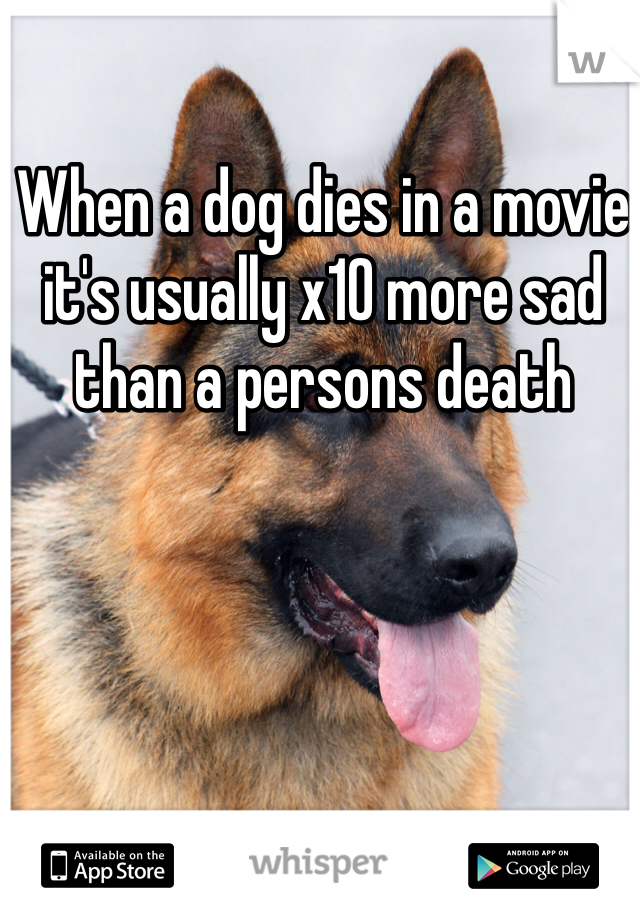 When a dog dies in a movie it's usually x10 more sad than a persons death 