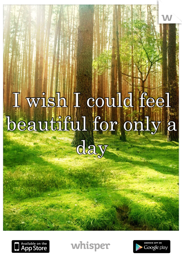 I wish I could feel beautiful for only a day