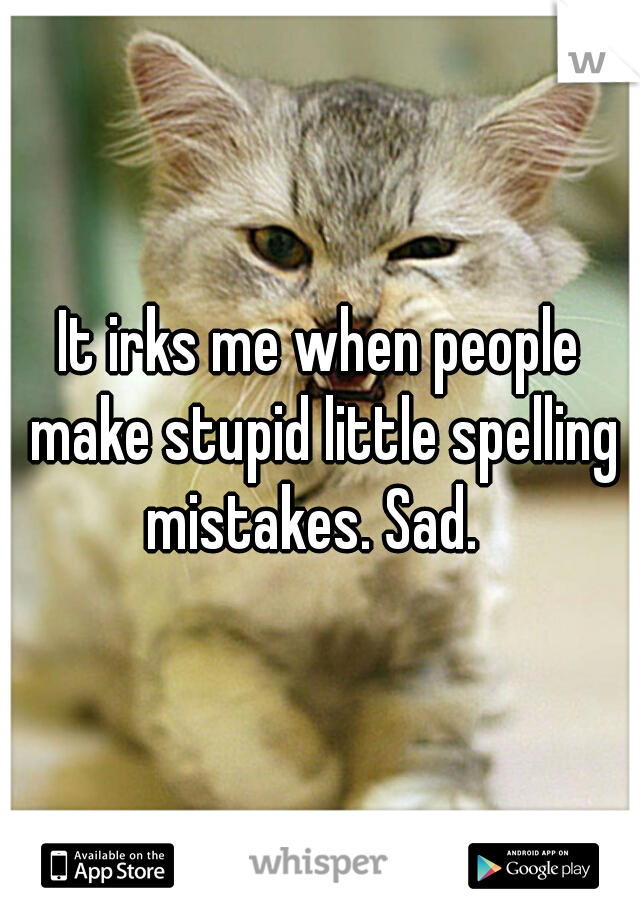 It irks me when people make stupid little spelling mistakes. Sad.  