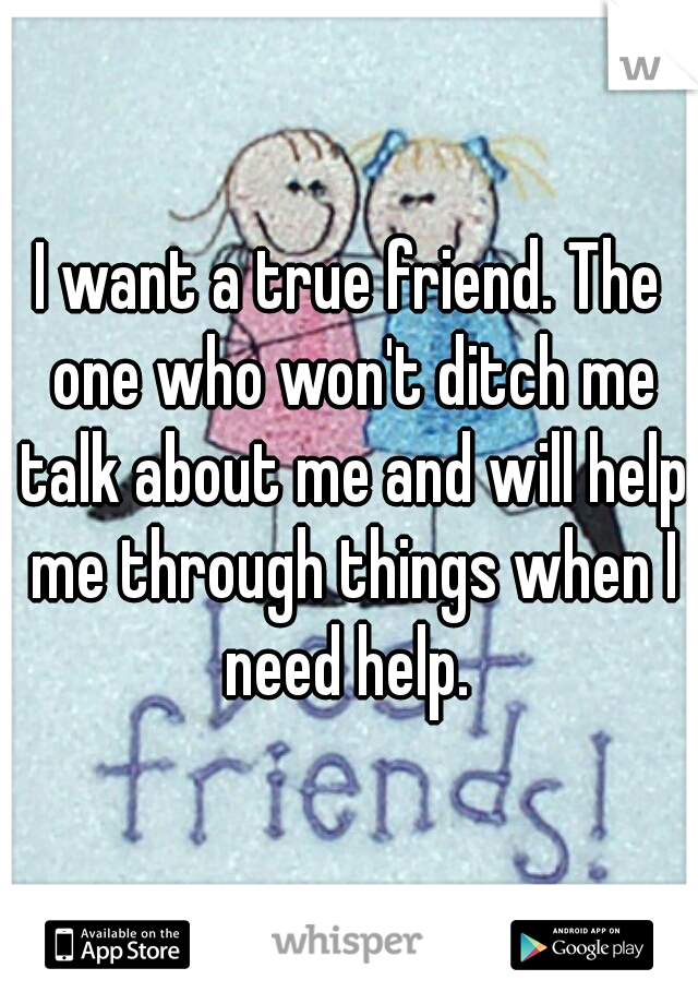 I want a true friend. The one who won't ditch me talk about me and will help me through things when I need help. 