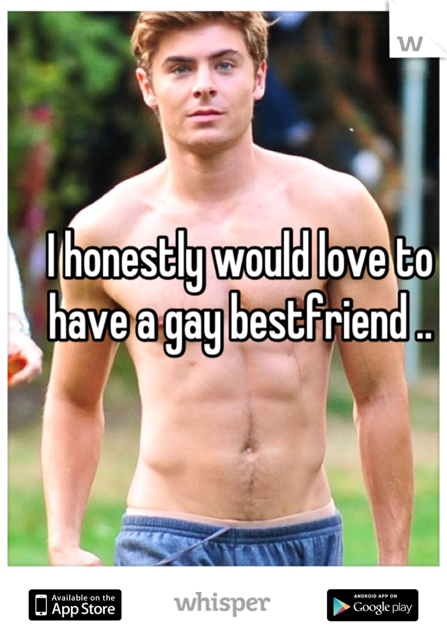 I honestly would love to have a gay bestfriend ..