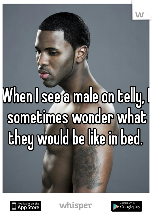 When I see a male on telly, I sometimes wonder what they would be like in bed. 