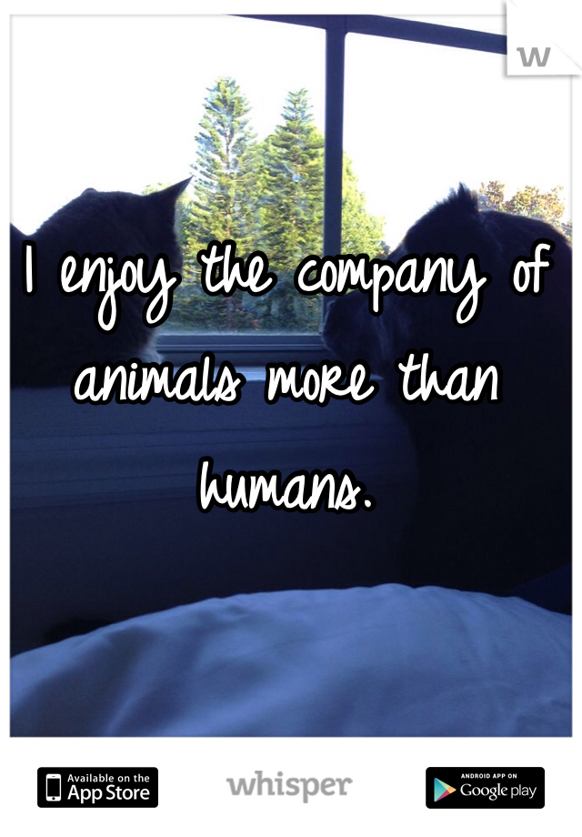 I enjoy the company of animals more than humans. 