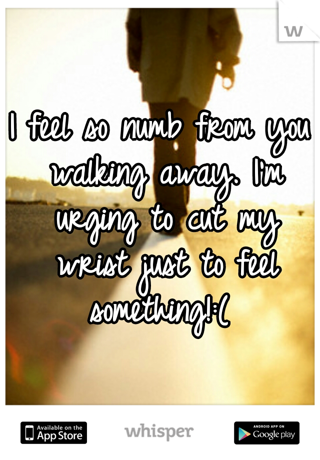 I feel so numb from you walking away. I'm urging to cut my wrist just to feel something!:( 