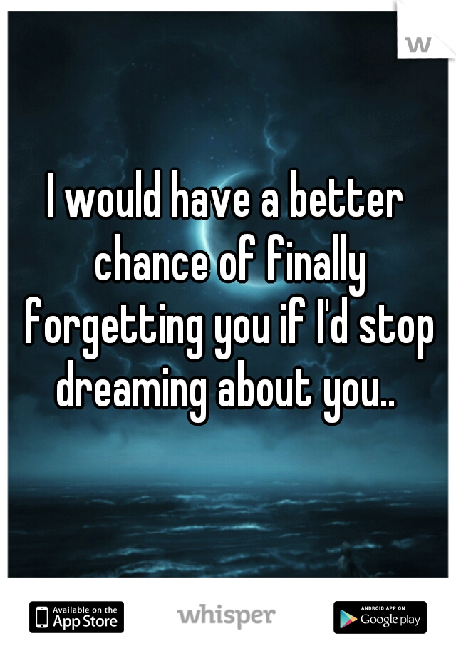 I would have a better chance of finally forgetting you if I'd stop dreaming about you.. 