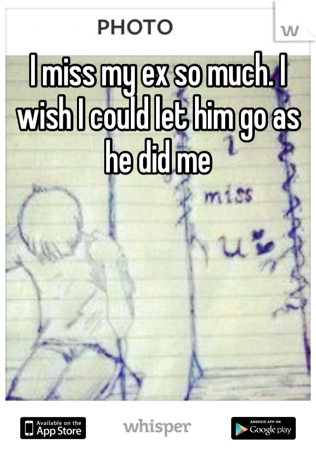 I miss my ex so much. I wish I could let him go as he did me