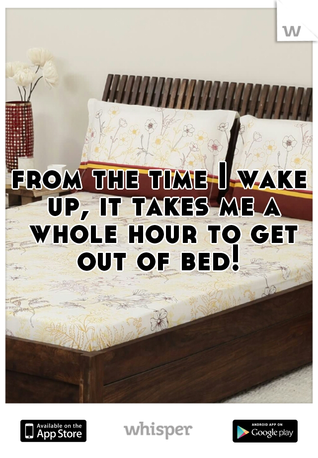 from the time I wake up, it takes me a whole hour to get out of bed! 