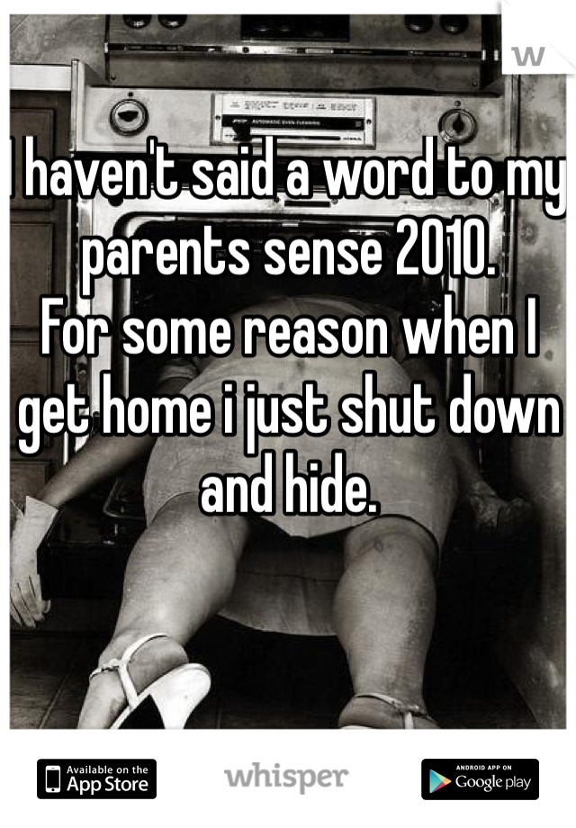 I haven't said a word to my parents sense 2010. 
For some reason when I get home i just shut down and hide. 