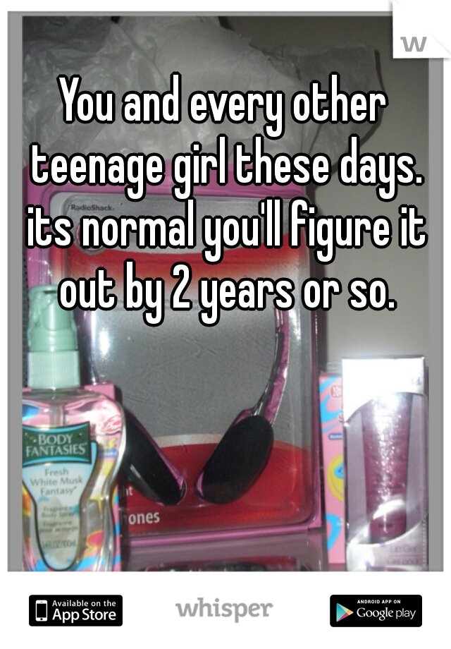 You and every other teenage girl these days. its normal you'll figure it out by 2 years or so.