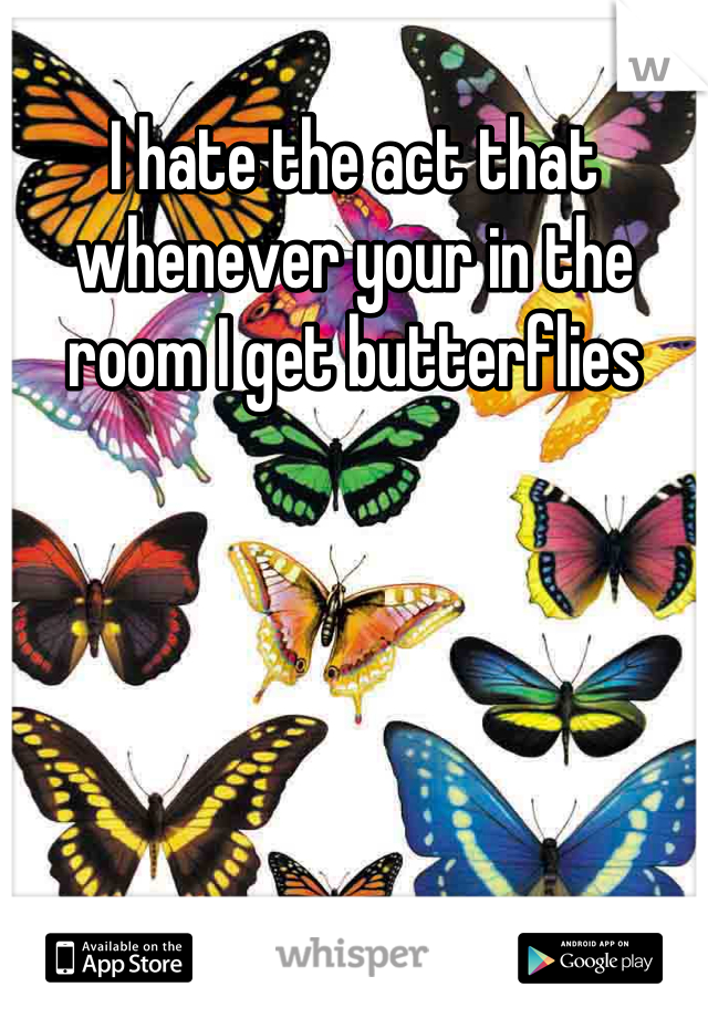 I hate the act that whenever your in the room I get butterflies