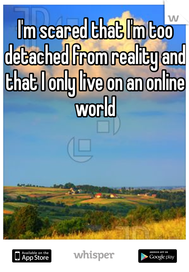 I'm scared that I'm too detached from reality and that I only live on an online world 