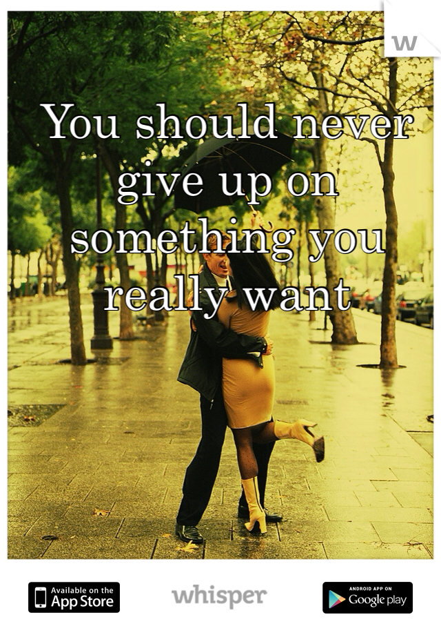 You should never give up on something you really want 