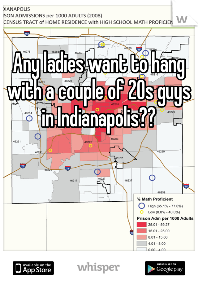 Any ladies want to hang with a couple of 20s guys in Indianapolis??