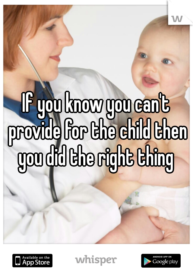 If you know you can't provide for the child then you did the right thing 