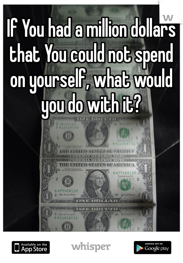 If You had a million dollars that You could not spend on yourself, what would you do with it?