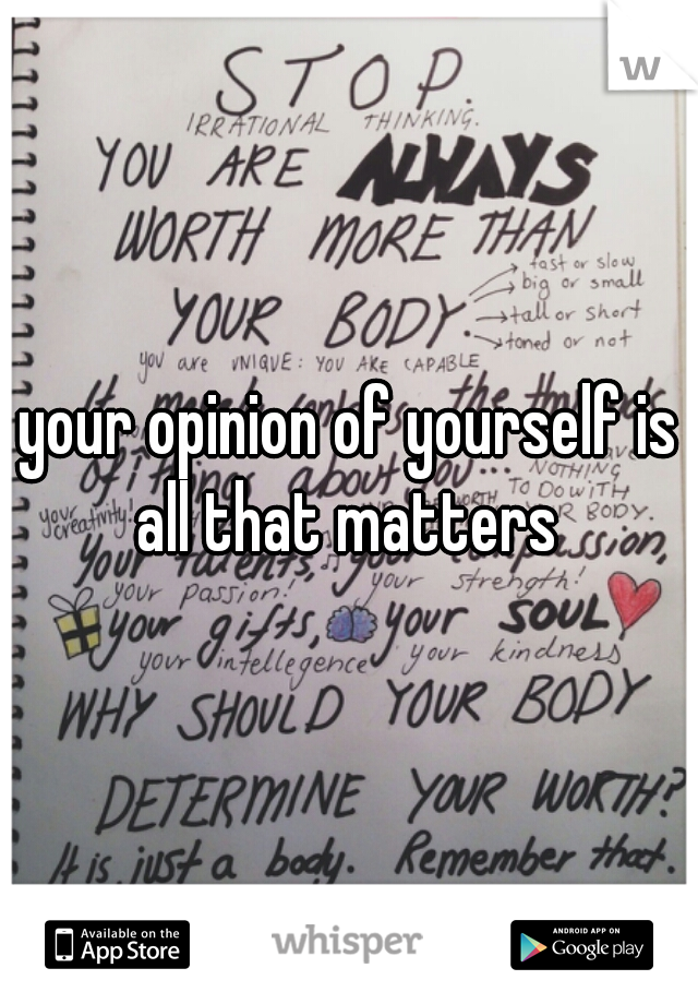 your opinion of yourself is all that matters 