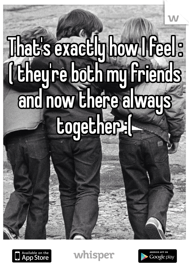 That's exactly how I feel :( they're both my friends and now there always together :(