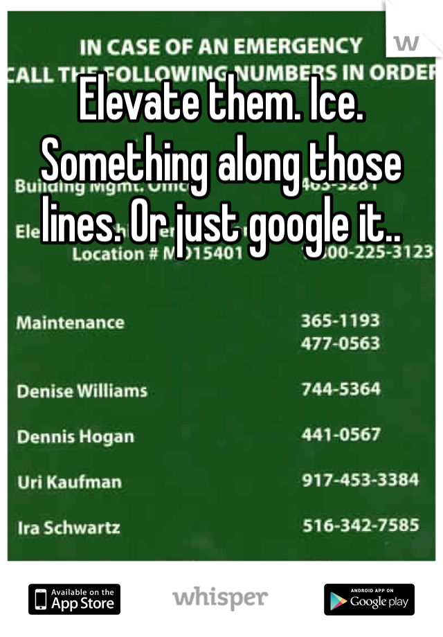 Elevate them. Ice. Something along those lines. Or just google it..