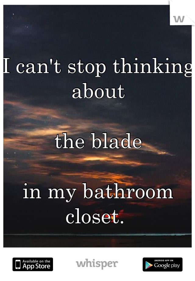 I can't stop thinking about 

the blade 

in my bathroom closet. 