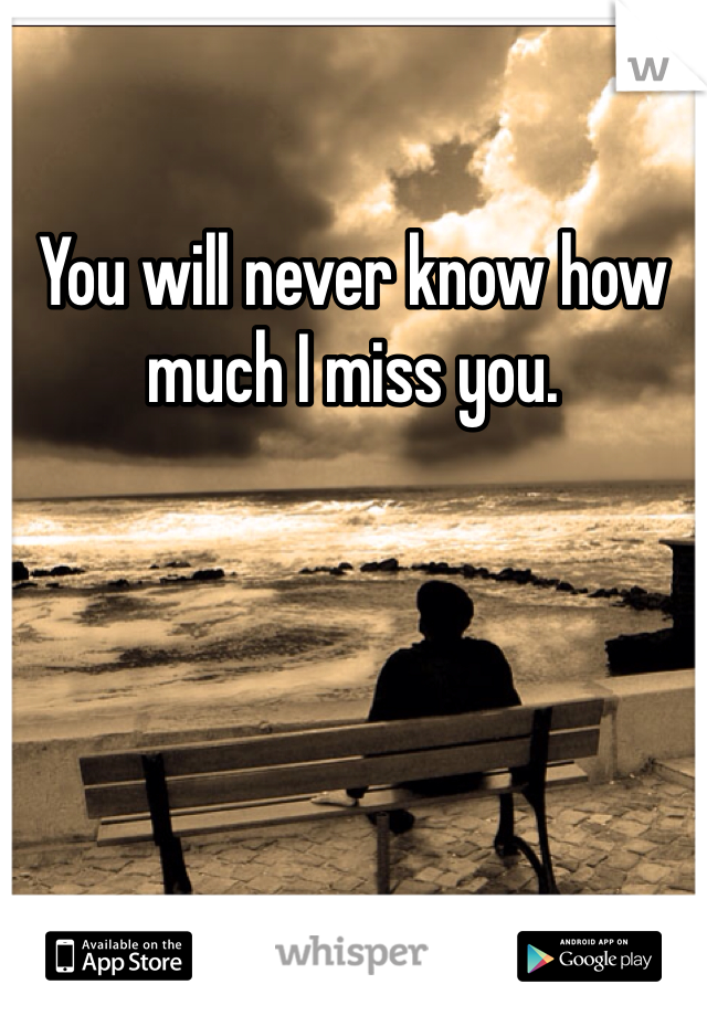 You will never know how much I miss you. 
