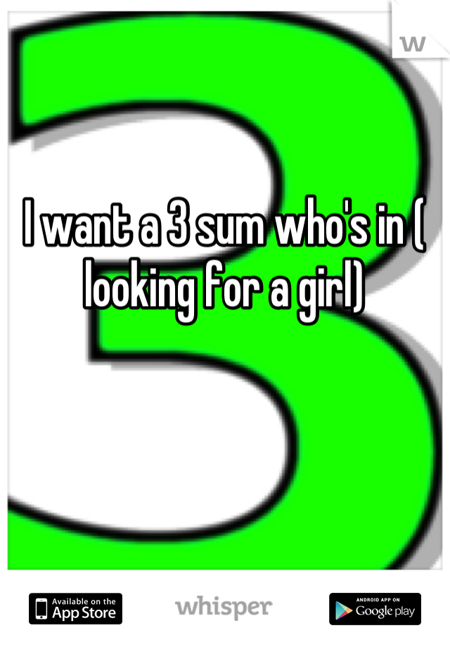 I want a 3 sum who's in ( looking for a girl)