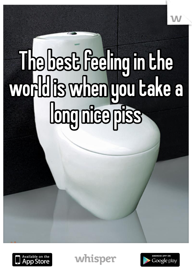 The best feeling in the world is when you take a long nice piss