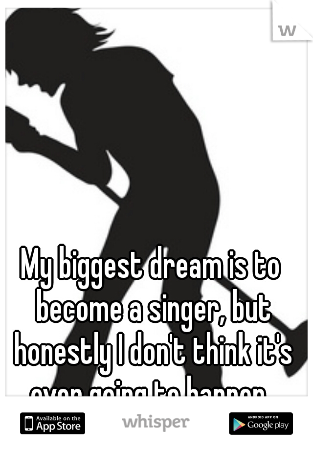My biggest dream is to become a singer, but honestly I don't think it's ever going to happen. 