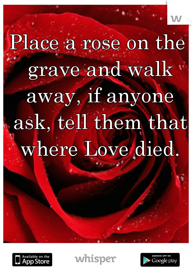 Place a rose on the grave and walk away, if anyone ask, tell them that where Love died.