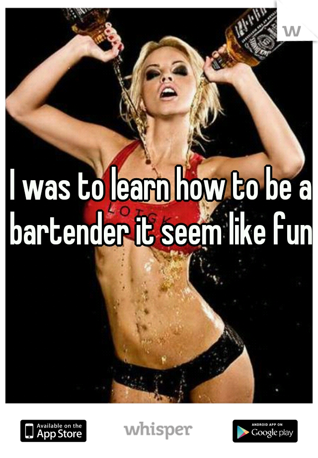 I was to learn how to be a bartender it seem like fun!