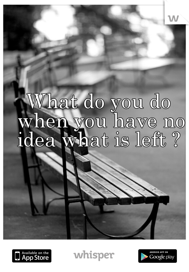 What do you do when you have no idea what is left ? 