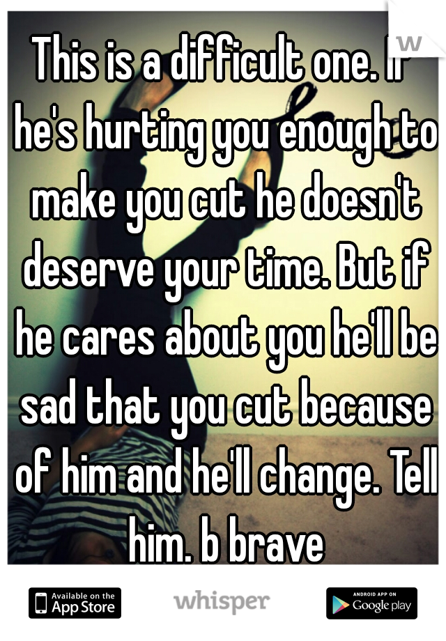 This is a difficult one. If he's hurting you enough to make you cut he doesn't deserve your time. But if he cares about you he'll be sad that you cut because of him and he'll change. Tell him. b brave