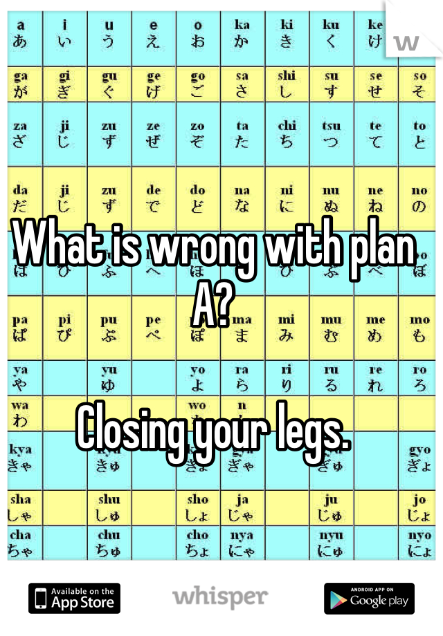 What is wrong with plan A? 

Closing your legs.