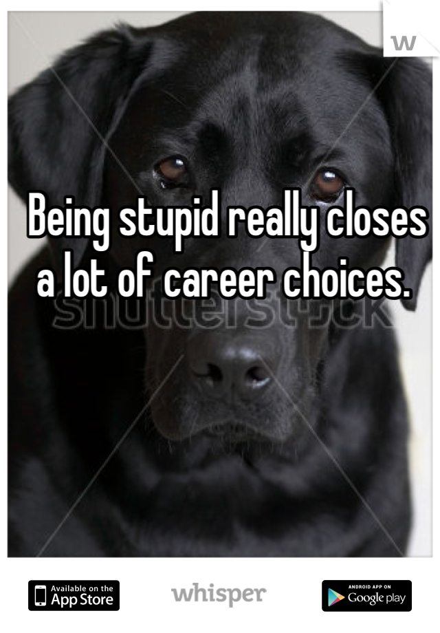 Being stupid really closes a lot of career choices. 