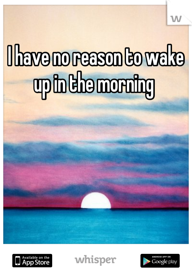 I have no reason to wake up in the morning 