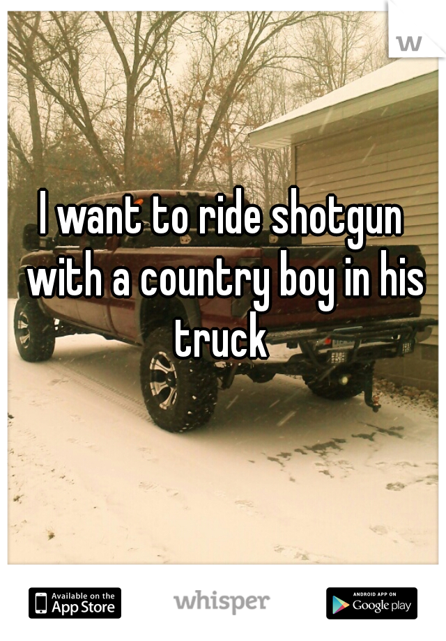 I want to ride shotgun with a country boy in his truck 