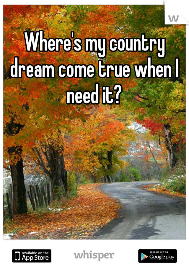 Where's my country dream come true when I need it?