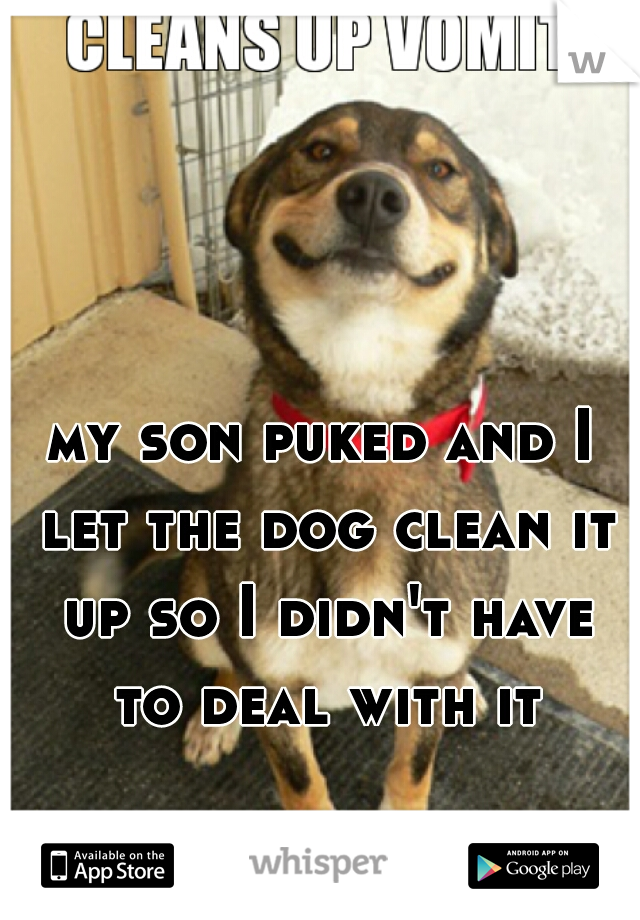 my son puked and I let the dog clean it up so I didn't have to deal with it