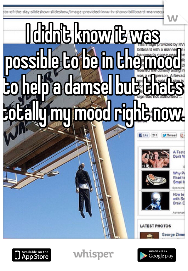 I didn't know it was possible to be in the mood to help a damsel but thats totally my mood right now.