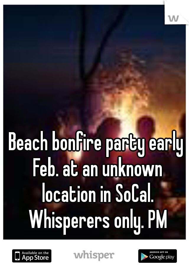 Beach bonfire party early Feb. at an unknown location in SoCal. Whisperers only. PM