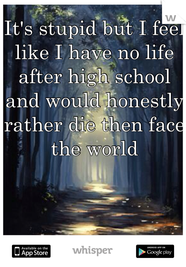 It's stupid but I feel like I have no life after high school and would honestly rather die then face the world 
