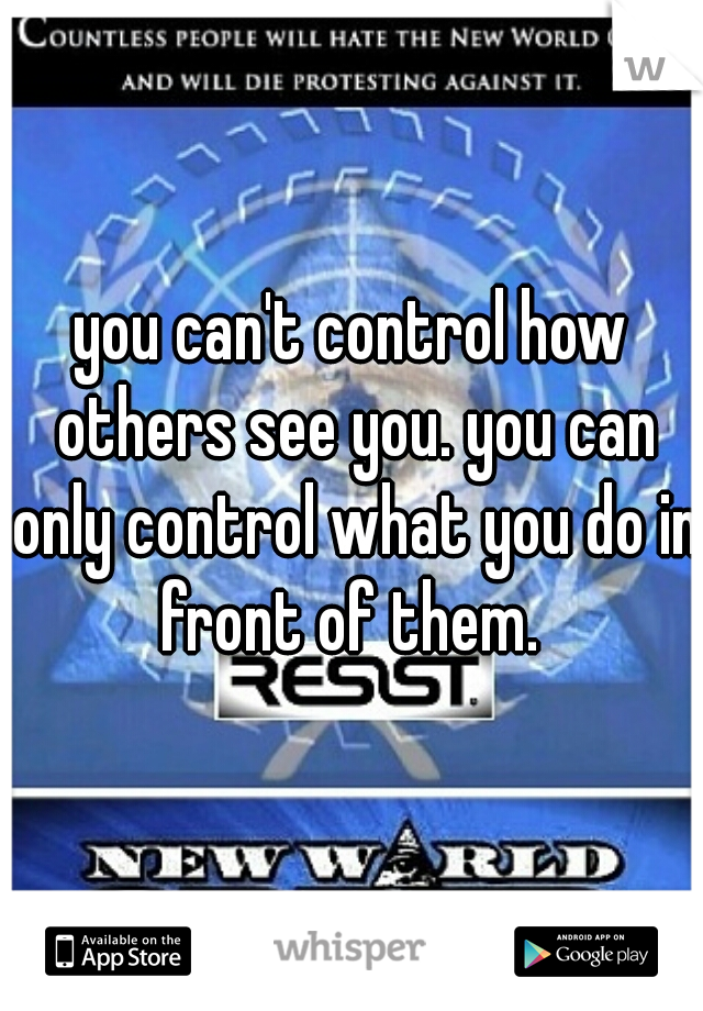 you can't control how others see you. you can only control what you do in front of them. 