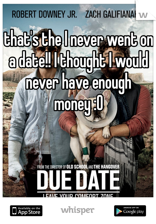 that's the I never went on a date!! I thought I would never have enough money :O