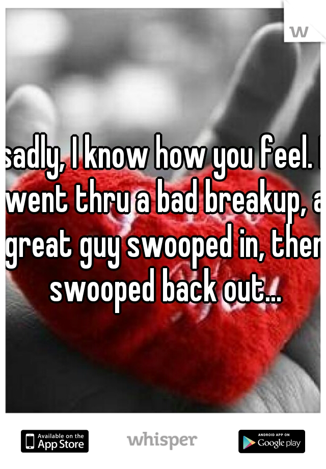 sadly, I know how you feel. I went thru a bad breakup, a great guy swooped in, then swooped back out...