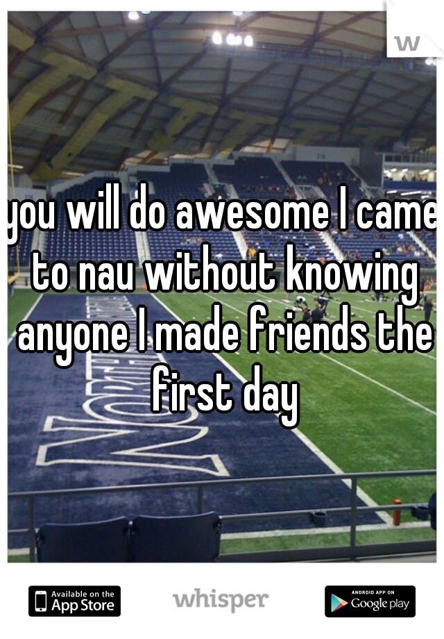 you will do awesome I came to nau without knowing anyone I made friends the first day