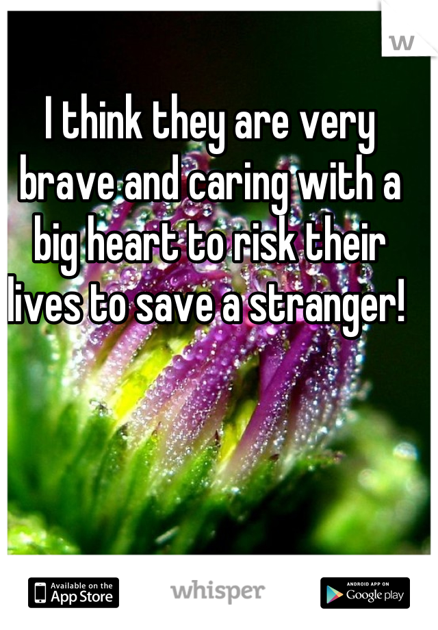 I think they are very brave and caring with a big heart to risk their lives to save a stranger! 